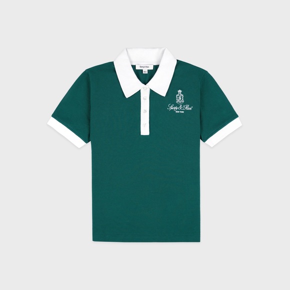 Sporty & Rich Green Polo with White Trim Tee SOLD OUT - Picture 8 of 14